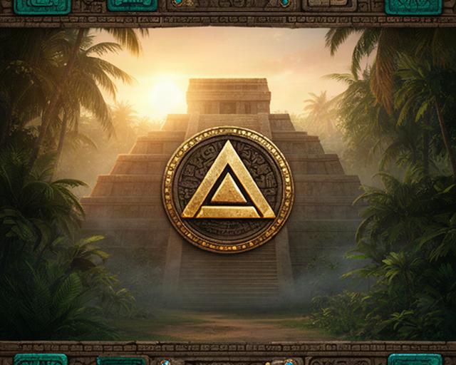 Mobile match-3 start screen with an ancient pyramid, tropical foliage, and a prominent play button